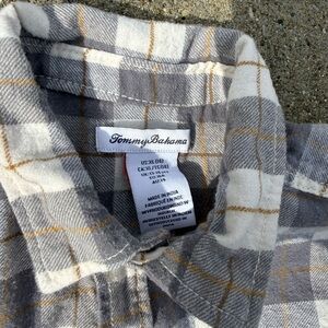 Tommy Bahama Gray, White & Tan Plaid Button-Down Shirt